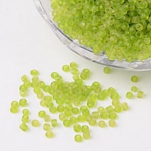 Honeyhandy 12/0 Frosted Round Glass Seed Beads, Green Yellow, Size: about 2mm in diameter, hole:1mm, about 3304pcs/50g