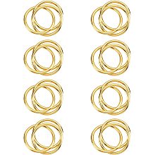 FINGERINSPIRE Golden Round Napkin Rings Set of 8, 37mm Inner Diameter Triple Rings Napkin Rings Metal Napkin Rings Napkin Holder Adornment for Restaurant Hotel, Party Table Decoration