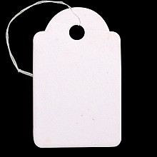 Honeyhandy Rectangle Blank Hang tag, Jewelry Display Paper Price Tags, with Cotton Cord, White, 29.5x18x0.2mm, Hole: 3mm, 500pcs/bag