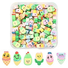 Handmade Polymer Clay Beads, Mixed Shapes with Expression, Mixed Color, 9~14.5x6~10x4~5mm, Hole: 1.5mm, 100pcs/box