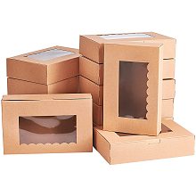 BENECREAT 12pcs PVC Paper Box with Window, 5.3x8.5x2inch Kraft Paper Gift Boxes for Crafting Cupcake and Candy