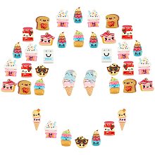 SUNNYCLUE 60Pcs 10 Styles Resin Cabochons Food Theme Charms Toast Milk Cake Cookie Ice Cream Shape Colorful 3D Cabochons for Hair Clips Scrapbooking DIY Jewelry Making Crafts Supplies