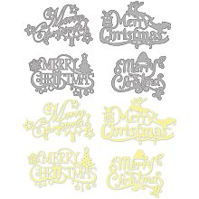 GLOBLELAND 4pcs Metal Merry ChristmasText Cutting Dies Stencils for DIY Scrapbooking Album Decorative Wedding Invitation Card Making