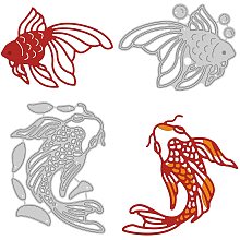 GLOBLELAND 2Pcs Koi Metal Cutting Dies Goldfish Die Cuts for DIY Scrapbooking Holiday Greeting Cards Making Album Envelope Decoration,Matte Platinum