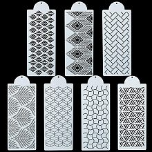 GORGECRAFT 7Pcs 7 Styles 15.6"x4.7" Cake Decorating Stencils Baking Templates Lace Ornate Border Stencil Boho Cookie Fondant Cupcake Embossing Mesh Stencil for Wall Painting Drawing Stencil Set Cake