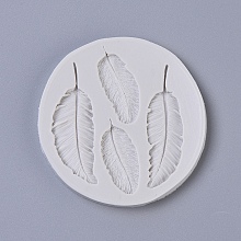 Honeyhandy Food Grade Silicone Molds, Fondant Molds, For DIY Cake Decoration, Chocolate, Candy, UV Resin & Epoxy Resin Jewelry Making, Feather, Light Grey, 82x7.5mm, Feather: 37.5~62x17~21mm