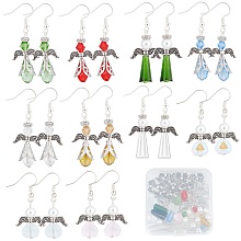 SUNNYCLUE DIY Christmas Angel Theme Earrings Making Kit,  Including Bicone & Cone & Heart Glass Beads, Alloy Wing Pendant, Brass Earring Hooks, Mixed Color, 116Pcs/box