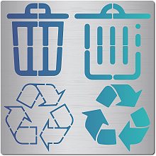 GORGECRAFT 6.3 Inch Recycle Theme Metal Stencil Recycling Logo Wood Burning Stencil Reusable Recycle Bin Journal Stencils Garbage Container Template Stainless Steel Stencils for Painting on Walls