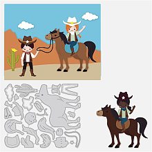 BENECREAT 5.2x4.4inch Cowboy Metal Cutting Dies, Horse Hat Saddle Jacket Die Cuts Embossing Stencil for Card Making Scrapbooking Paper Craft(0.8mm Thick)