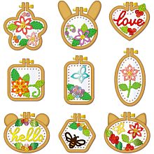 MAYJOYDIY 9 Sets Embroidery Hoop Cutting Dies Embroidery Theme Carbon Steel Cutting Dies Stencils Free Combination Flower Bee Craft Die Cutting Embossing Stencils for Scrapbook Album Card Decoration