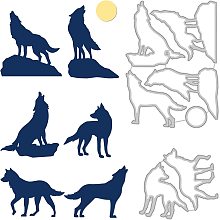 BENECREAT 2pcs Wolf Carbon Steel Cutting Dies Stencils, Animal Moon Metal Stencils Scrapbooking Tools for DIY Scrapbooking Photo Album Decorative Embossing Paper Card