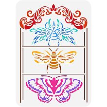 FINGERINSPIRE Butterfly Stencil 8.3x11.7inch Large Stencil Moth Stencil Bee Scarab Damask Template Plastic PET Stencil Creative Painting Stencil Borders Stencil for Home Wall Floor Tiles