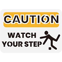 FINGERINSPIRE Caution Watch Your Step Sign Stencil 8.3x11.7inch Mind Your Step Pattern Drawing Template DIY Craft Decoration Sign Stencil for Painting on Wood Wall Fabric Furniture