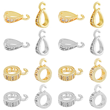 SUPERFINDINGS 20Pcs 4 Style Brass Micro Pave Clear Cubic Zirconia Pendant Bails, Tube Bails, Platinum & Golden, 10~11x5.5~7x3mm, Hole: 2mm, 5pcs/style