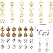 PandaHall Elite 144 Pieces Zodiac Round Charms Metal Double Sided Charms 12 Constellation Charm Pendants DIY Jewelry Zodiac Charms for Necklace Bracelets Earrings Crafts Making Supplies