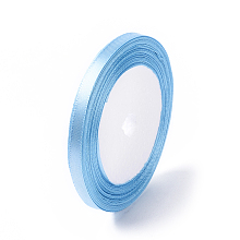 Honeyhandy Single Face Satin Ribbon, Polyester Ribbon, Light Blue, 1/4 inch(6mm), about 25yards/roll(22.86m/roll), 10rolls/group, 250yards/group(228.6m/group)