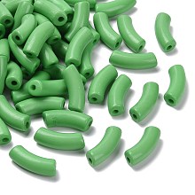 Honeyhandy Opaque Acrylic Beads, Curved Tube, Lime Green, 34.5x13x11mm, Hole: 3.5mm, about 155pcs/500g