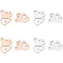 UNICRAFTALE 8pcs 2 Colors Elephant Pattern Pendants Stainless Steel Charms Laser Cut Animal Pendant for Necklace Jewelry Making, Rose Gold & Stainless Steel Color, Hole 1.2mm