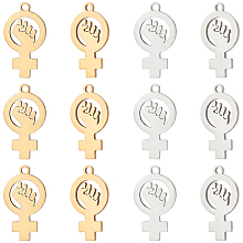 UNICRAFTALE 12Pcs 2 Colors Feminism Sign Pendants 201 Stainless Steel Gender Charms 18mm Long Metal Female Gender Sign Charms Jewelry Making Charms Earring Bracelets Charms Gift for Women