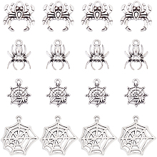 SUNNYCLUE 1 Box 80Pcs 4 Style Spider Charms Tibetan Style Halloween Spider Charms for Jewelry Making Alloy Spider Web Charms Earrings Necklace Bracelets Supplies Halloween Decor DIY Craft Adult Women