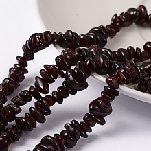 Honeyhandy Gemstone Beads Strands, Red Garnet, Chip, Red, about 5~8mm long, hole: about 0.5~0.8mm, 32 inch