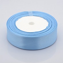 Honeyhandy 1 inch(25mm) Light Blue Satin Ribbon for Hairbow DIY Party Decoration, 25yards/roll(22.86m/roll)