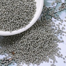 Honeyhandy MIYUKI Round Rocailles Beads, Japanese Seed Beads, 11/0, (RR1865) Opaque Smoke Gray Luster, 2x1.3mm, Hole: 0.8mm, about 1111pcs/10g