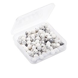 Olycraft Natural Howlite Beads Strands, Round, 8mm, Hole: 1mm, about 120~125pcs/box