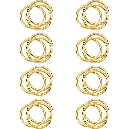 FINGERINSPIRE Golden Round Napkin Rings Set of 8, 37mm Inner Diameter Triple Rings Napkin Rings Metal Napkin Rings Napkin Holder Adornment for Restaurant Hotel, Party Table Decoration