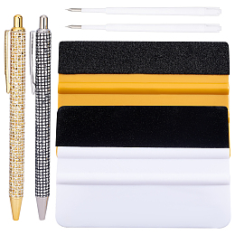 GORGECRAFT 6PCS Precision Pin Pen Set Craft Vinyl Weeding Tools Retractable Air Pin Pen Wrap Installation Kit with 2 Refills for Bubble Removal on The Film（Gold）