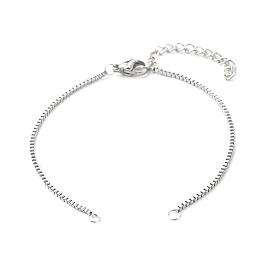 Honeyhandy 316 Surgical Stainless Steel Box Chains Bracelet Making, with 304 Stainless Steel Jump Rings & Lobster Claw Clasps & Ends Chains, Stainless Steel Color, 15.9x0.1x0.1cm