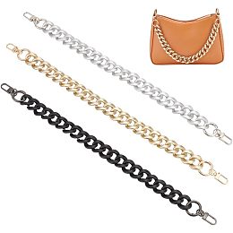 WADORN 3 Colors Resin Bag Chain Strap, 16.2 Inch Short Purse Chain Handle Replacement Plastic Lady Handbag Decoration Chain with Metal Buckle DIY Bag Accessory Charms for Crossbody Shoulder Bag