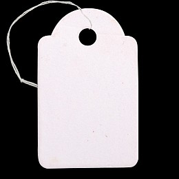 Honeyhandy Rectangle Blank Hang tag, Jewelry Display Paper Price Tags, with Cotton Cord, White, 29.5x18x0.2mm, Hole: 3mm, 500pcs/bag
