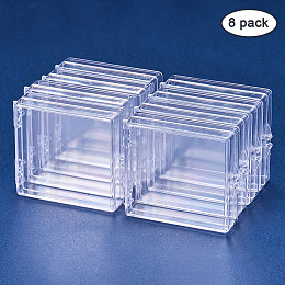 BENECREAT 8 Pack Rectangle High Transparency Plastic Bead Storage Containers Box Drawer Organizers for Beauty Supplies, Tiny  Findings, and Other Small Items - 2.48x2.2x0.7 Inches