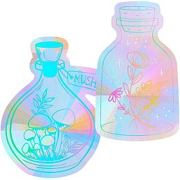 GORGECRAFT 2 Styles Rainbow Window Clings Window Decals Sun Catcher Leaves Flowers Window Stickers Films Mushroom Bottle Prism Window Decals for Bird Strikes from Window Collisions