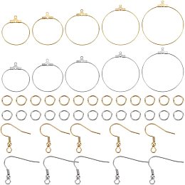 UNICRAFTALE 2 Colors Earring Making Kit 40pcs Stainless Steel Hoop Earring Findings 40pcs Open Jump Rings 40pcs Earring Hooks Beading Hoop Earring Supplies Component for Jewelry Making DIY Craft