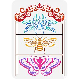 FINGERINSPIRE Butterfly Stencil 8.3x11.7inch Large Stencil Moth Stencil Bee Scarab Damask Template Plastic PET Stencil Creative Painting Stencil Borders Stencil for Home Wall Floor Tiles