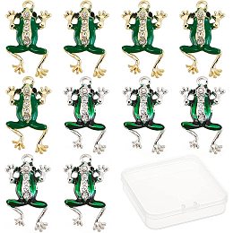 SUNNYCLUE 1 Box 20 Pcs 2 Color Frog Charms Rhinestone Enamel Frog Charm Animal Green Lucky Pendants Bulk for Jewelry Making Charm Keychain Decoration Bracelets Necklace Accessories DIY Craft Supplies