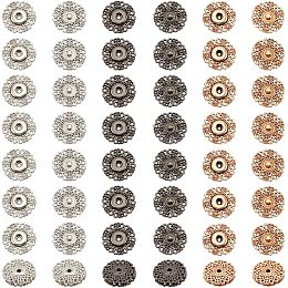 NBEADS 24 Sets Alloy Flower Snap Buttons, 3 Colors Vintage Metal Snap Closures Sew On Press Snap Button Fasteners for Jacket Jeans Leather Craft, 1 Inch