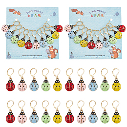 NBEADS 20 Pcs Beetle Charm Stitch Markers, 5 Colors Beetle Alloy Enamel Crochet Charms Removable Locking Stitch Marker with 304 Stainless Steel Clasp for Sewing Accessories Quilting Jewelry