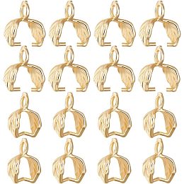 Beebeecraft 1 Box 50Pcs Pendant Pinch Bails 18K Gold Plated Leaf Styles Ice Pick Pinch Clip Clasp Snap On Bails Pinch Hook Jewelry Clasps with Loop for Jewelry Making Buckles Charm