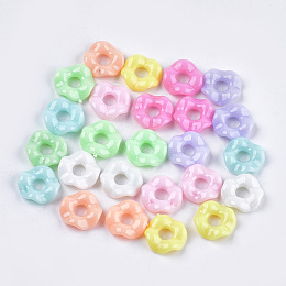 Honeyhandy Opaque Acrylic Beads, Donut, Mixed Color, 12.5~13x4mm, Hole: 4mm, about 1920pcs/500g