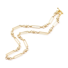 Honeyhandy Brass Link Chain Necklaces, with Toggle Clasps, Real 18K Gold Plated, 18.30 inch(46.5cm)