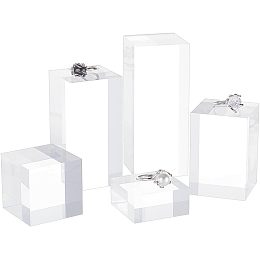 BENECREAT 5Pcs Clear Acrylic Cube Display Block 0.8/1.6/2.4/3.2/4 Inch Solid Display Pedestal Stand for Gem Display Jewelry Display Displaying Pop Figures Cosmetic Showing Transparent