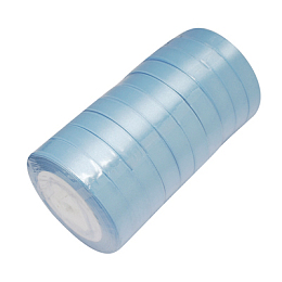 Honeyhandy Single Face Satin Ribbon, Polyester Ribbon, Light Blue, about 3/4 inch(20mm) wide, 25yards/roll(22.86m/roll), 250yards/group(228.6m/group), 10rolls/group