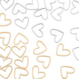 DICOSMETIC 28pcs 2 Colors 13mm 304 Stainless Steel Heart Linking Rings Asymmetrical Heart Pendants Hollow Heart Connector Findings for Necklace Bracelet Jewelry DIY,Hole:1mm