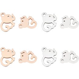 UNICRAFTALE 8pcs 2 Colors Elephant Pattern Pendants Stainless Steel Charms Laser Cut Animal Pendant for Necklace Jewelry Making, Rose Gold & Stainless Steel Color, Hole 1.2mm