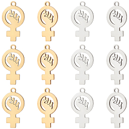 UNICRAFTALE 12Pcs 2 Colors Feminism Sign Pendants 201 Stainless Steel Gender Charms 18mm Long Metal Female Gender Sign Charms Jewelry Making Charms Earring Bracelets Charms Gift for Women