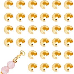 UNICRAFTALE 100pcs 4.5mm Stainless Steel Crimp Bead Golden Knot Covers End Tip Half Round Open Beads Metal Bead for Bracelet Jewelry Making Hole 2mm