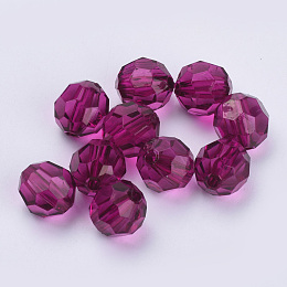 Honeyhandy Transparent Acrylic Beads, Faceted, Round, Purple, 10x9.5mm, Hole: 1.8mm, about 990pcs/500g